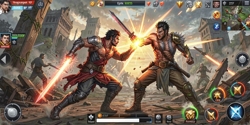 Screenshot gameplay menunjukkan pertarungan mendebarkan dalam 2757.