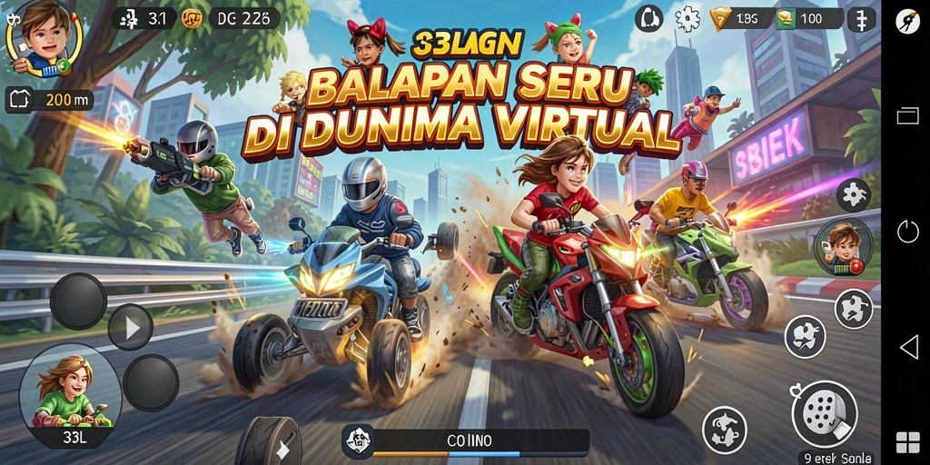 Tampilan gameplay yang menegangkan dalam balapan seru