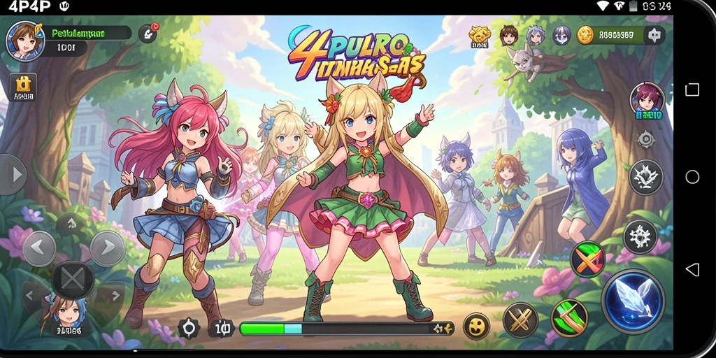 Screenshot gameplay menunjukkan karakter Anime yang dinamis dan menawan.