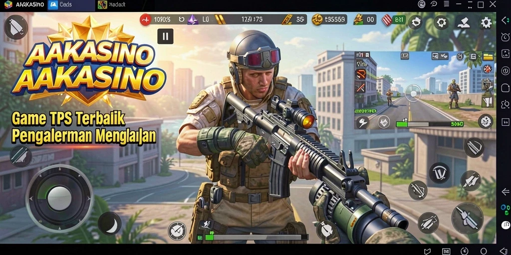 Tampilan gameplay aksi seru dalam AAKASINO yang menampilkan pertempuran intens.
