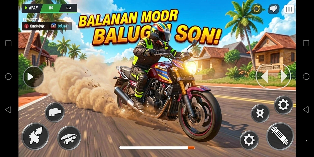 Tampilan gameplay seru AFAF dengan motor yang melaju kencang.