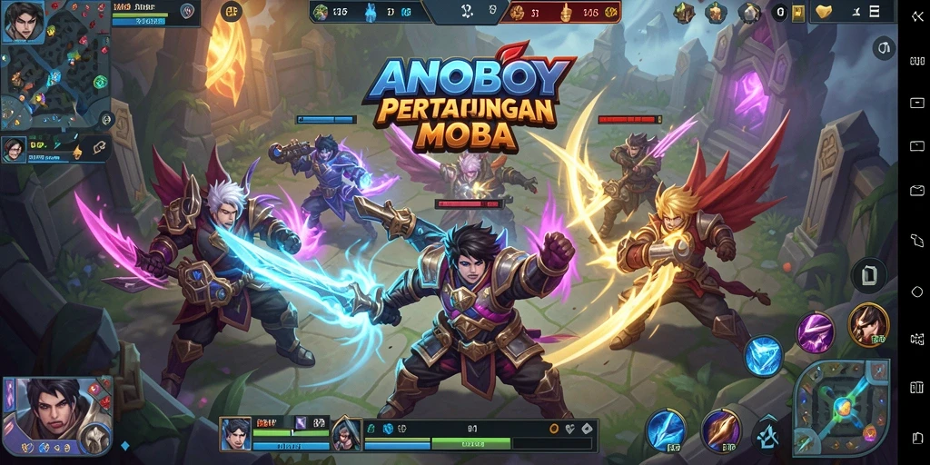 Tampilan gameplay MOBA yang mendebarkan di ANOBOY.