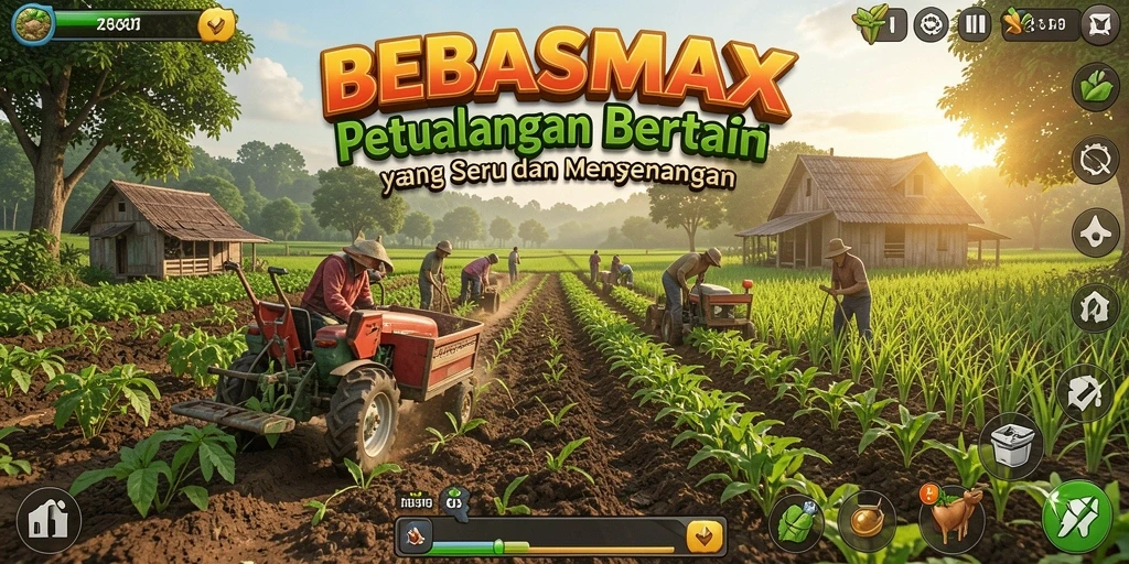 Tampilan gameplay seru saat bertani di BEBASMAX.