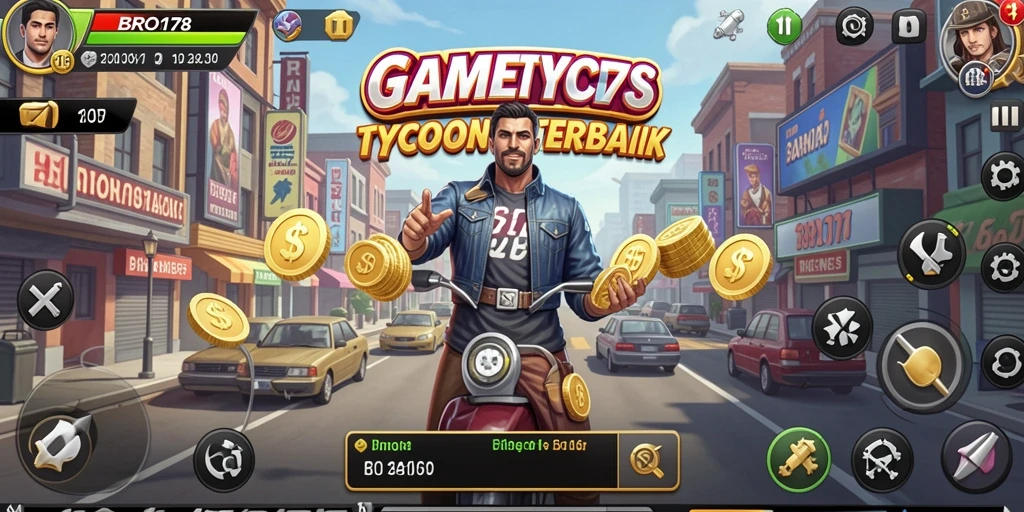 Tampilan gameplay BRO178 yang menarik dengan manajemen bisnis yang mendalam.