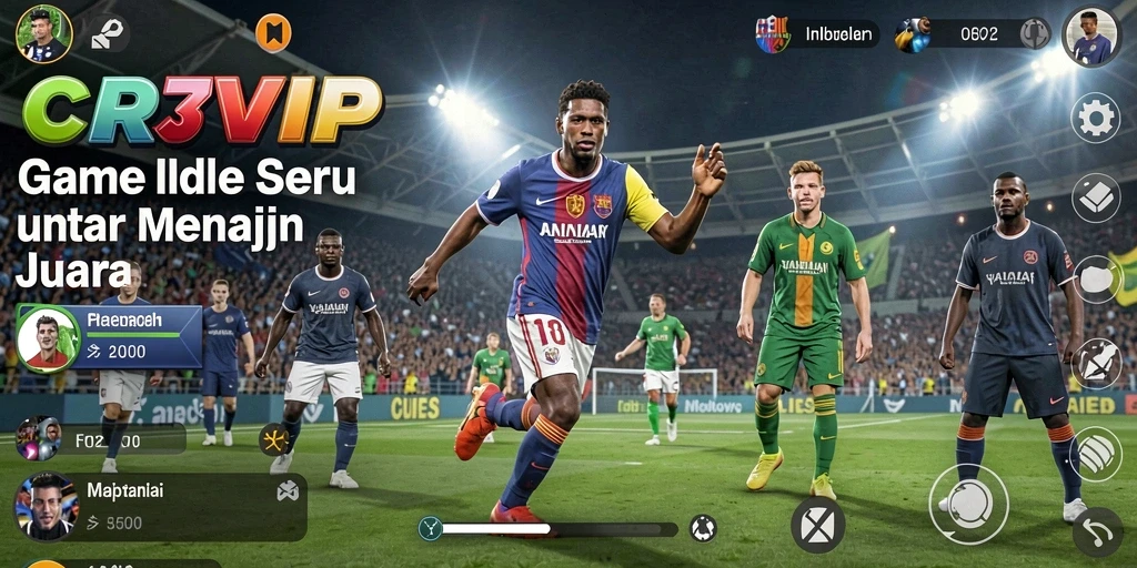 Tampilan gameplay CR7VIP dengan manajemen tim dalam game Idle.