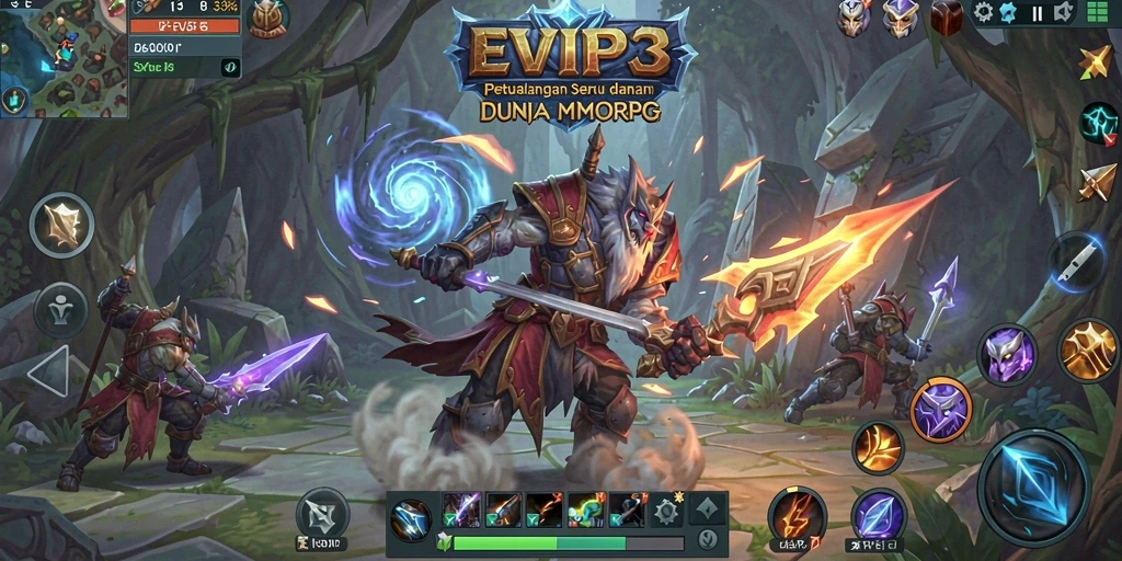 Tangkapan layar gameplay <strong>EVIP3</strong> menampilkan pertempuran epik dan grafis luar biasa.