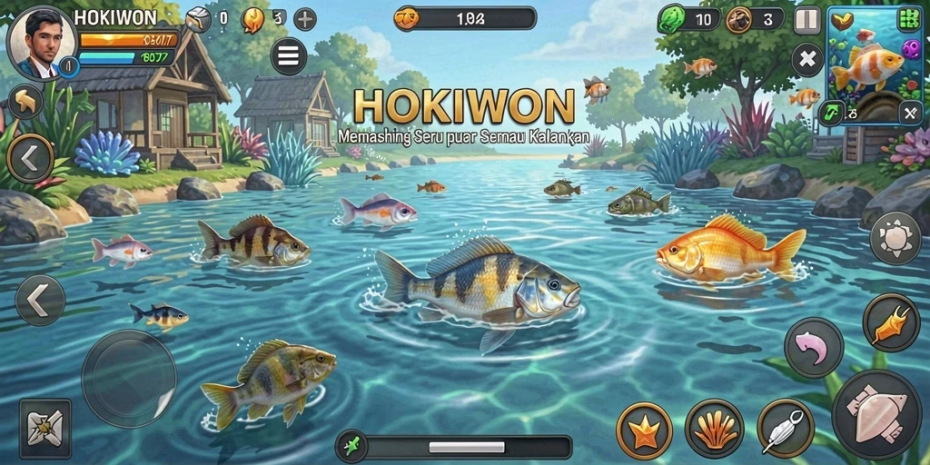 Tampilkan gameplay menarik HOKIWON dengan memancing di lokasi cantik.