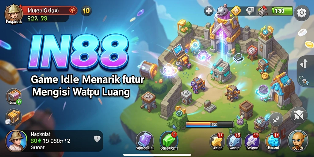Screenshot utama IN88 menampilkan karakter dalam mode Idle yang berjalan otomatis.