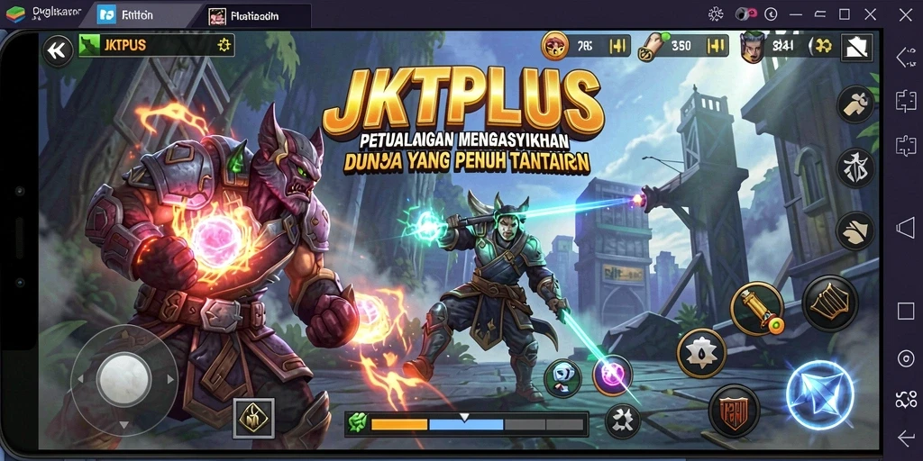 Tampilan layar permainan JKTPLUS yang penuh dengan petualangan dan aksi.