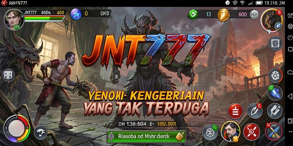 Tangkapan layar gameplay menegangkan dari JNT777 di dalam lingkungan angker.