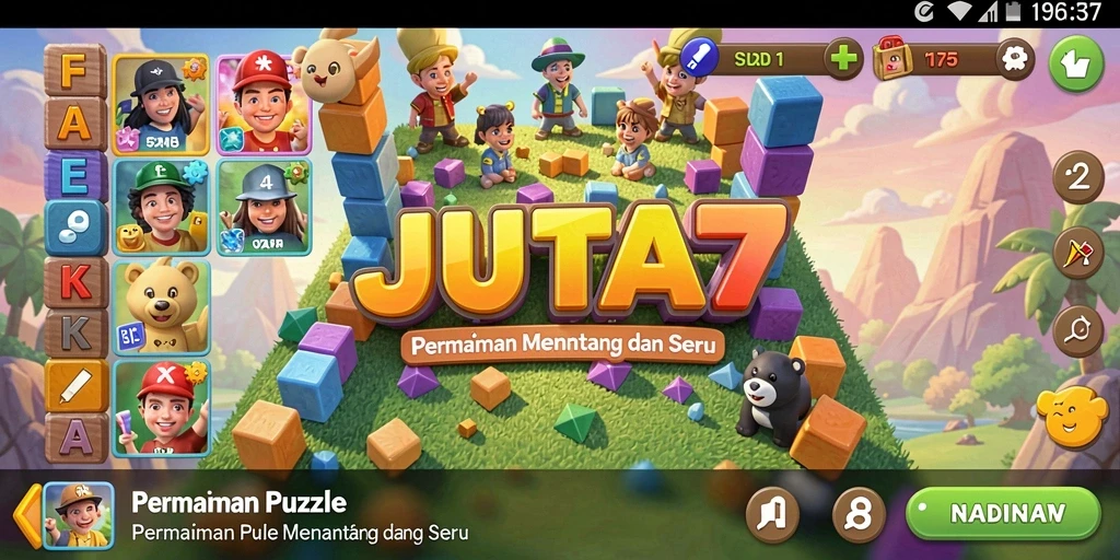 Tampilan gameplay seru dan penuh warna di JUTA7.