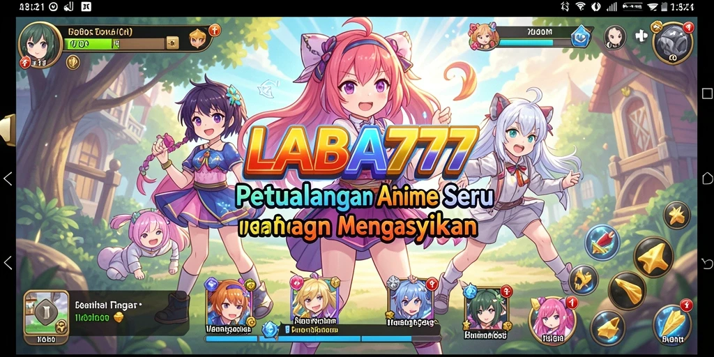 Screenshot LABA777 menampilkan karakter anime dalam aksi seru.