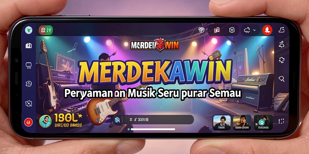 Tampilan gameplay seru MERDEKAWIN dengan berbagai tantangan musik.