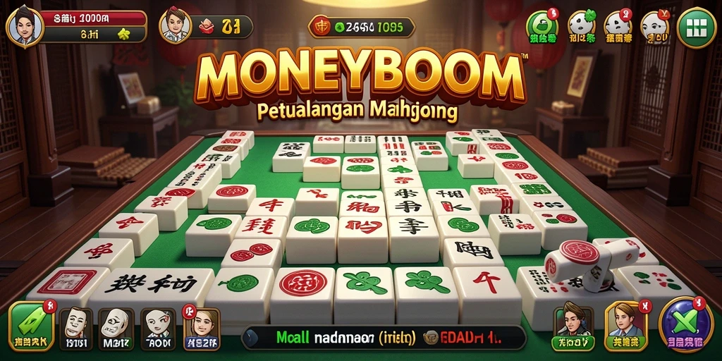 Screenshot utama MONEYBOOM menampilkan gameplay Mahjong yang seru dan menarik.