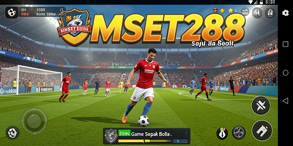 Tampilan gameplay sepak bola yang menegangkan dan penuh strategi.