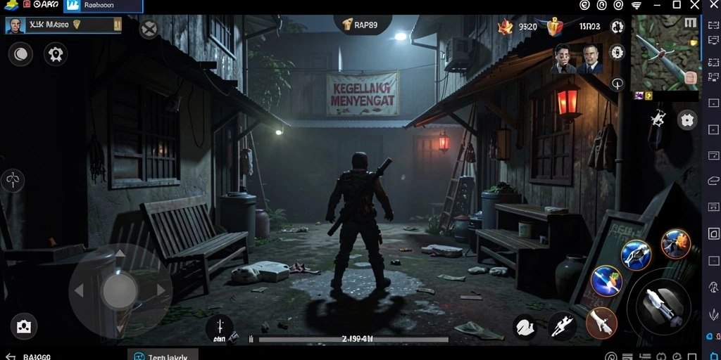 Screenshot gameplay menunjukkan suasana mencekam dalam RAP89.