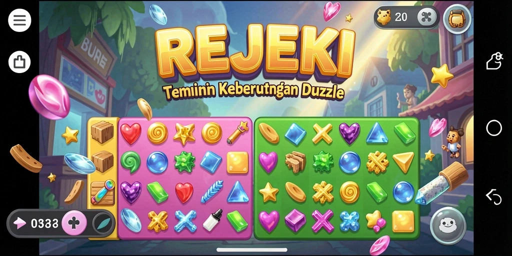 Tangkapan layar dari gameplay REJEKI yang menampilkan teka-teki menantang.