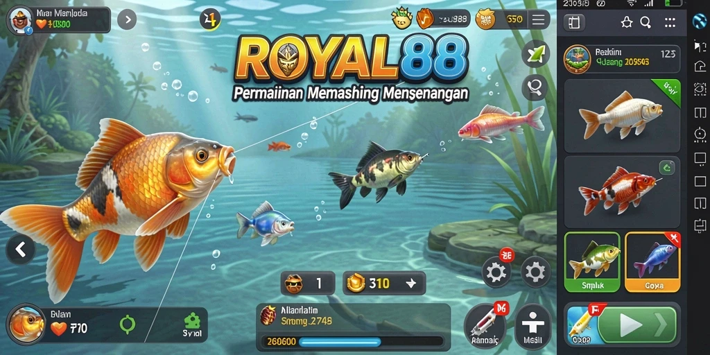 Screenshot gameplay ROYAL88 yang menunjukkan keseruan memancing.