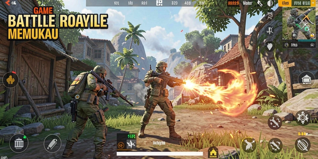 Screenshot gameplay RR89 menampilkan aksi seru dalam Battle Royale.