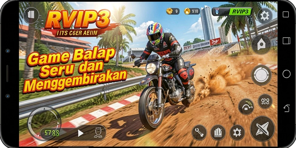 Tampilan gameplay Racing yang mendebarkan di RVIP3.