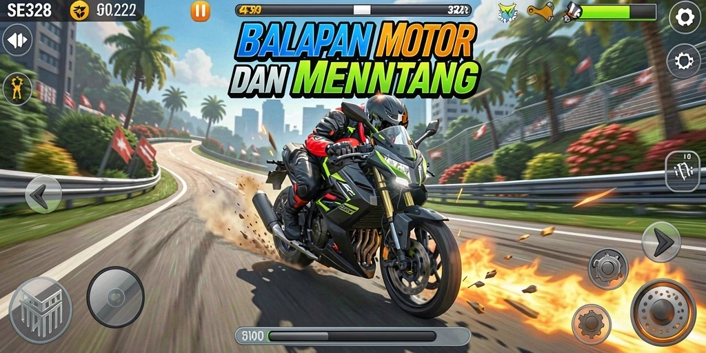 Gameplay balapan motor yang menegangkan dan seru.