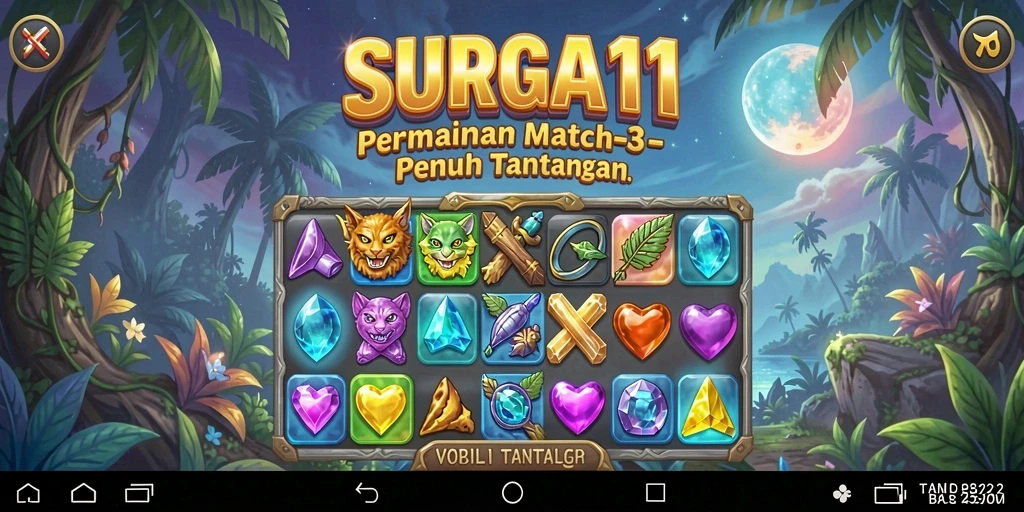Tampilkan gameplay seru di SURGA11 dengan teka-teki Match-3 yang menantang.