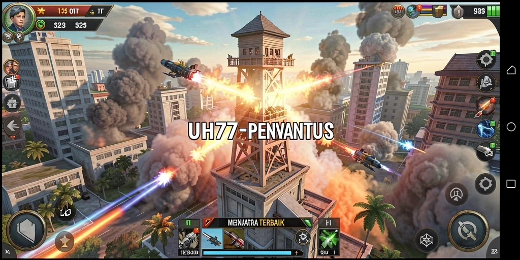 Gameplay UH77 yang menakjubkan dalam pertahanan menara yang intens.